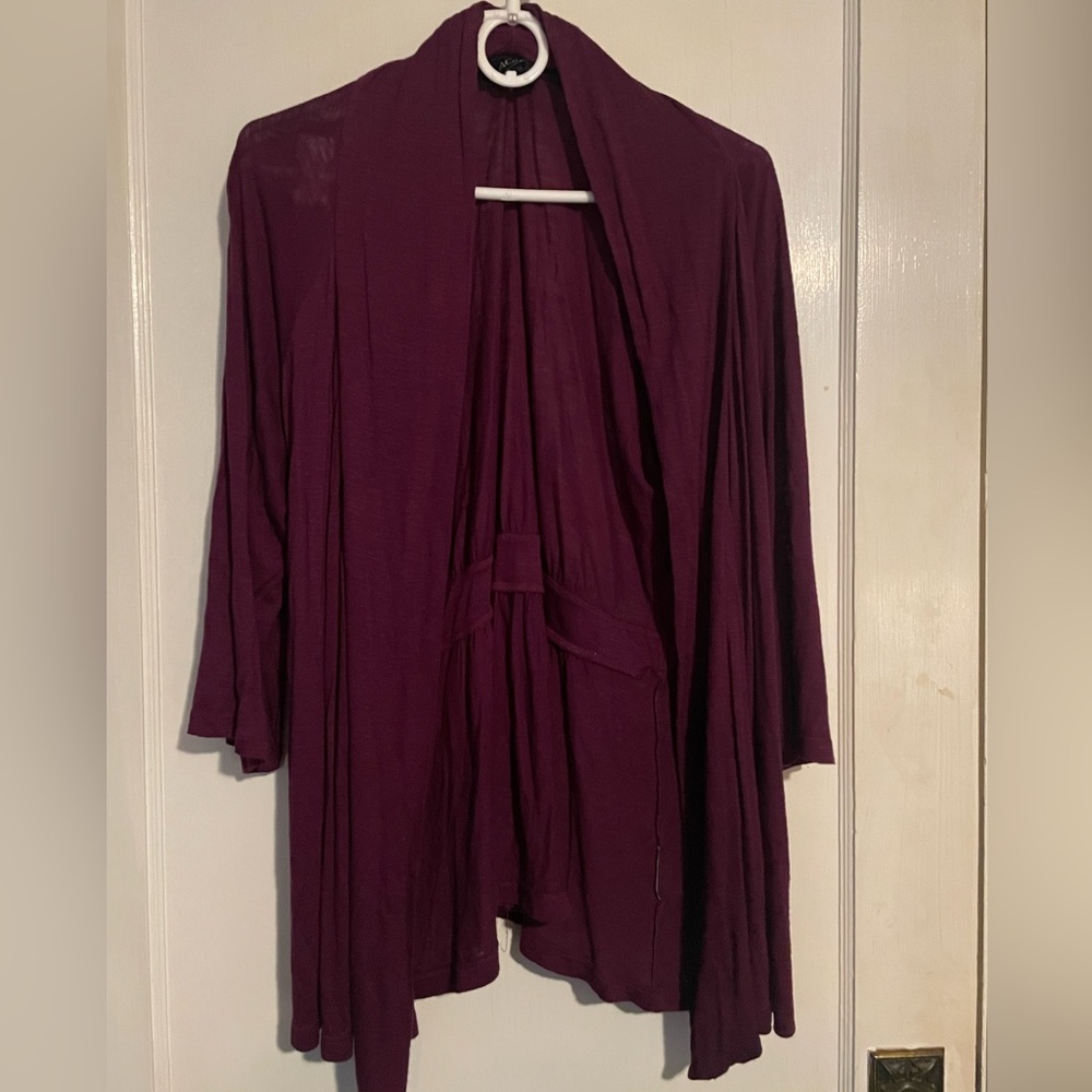 Burgundy Lightweight 3/4 sleeve open front cardigan